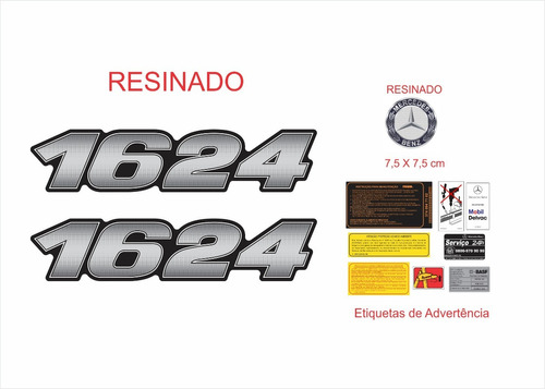 Kit Adesivo Emblemas Compatível Mercedes Benz 1624 Krt100