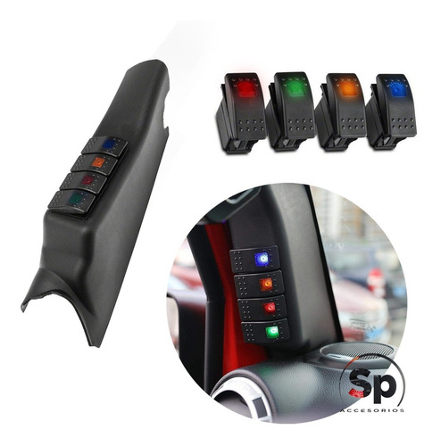 Botonera Pilar Con 4 Switch Led Jeep Wrangler Jk  2007-2018 