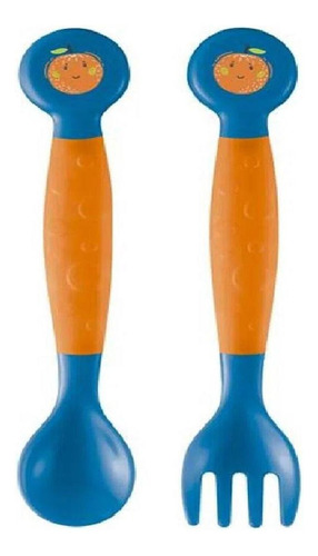 Garfo E Colher Flexiveis Funny Meal Laranjito Multikids Baby
