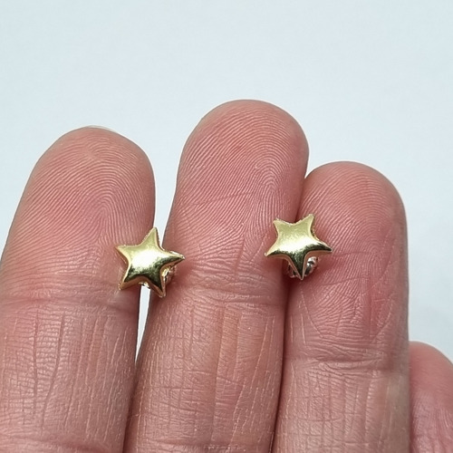 Imagen 7 de 9 de Aros Plata Y Oro Estrellas 8mm Pasante Rosca