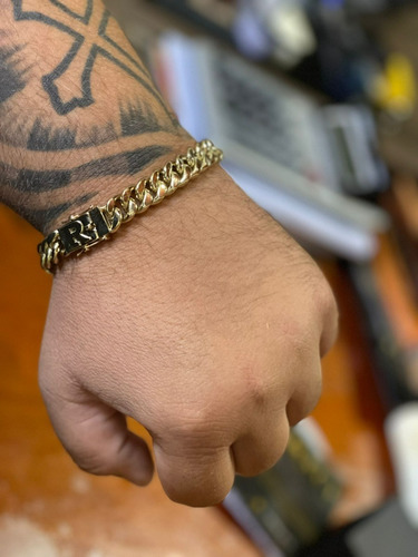 Imagem 2 de 7 de Pulseira Grumet 25 Gramas 12mm Ouro 18k Fecho Letra