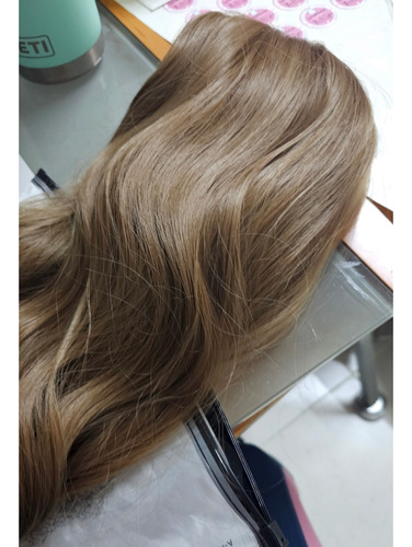 Peluca Cafe Cobrizo Lisa Larga Sin Fleco Simulación Natural Tamaño de la base 70 cm