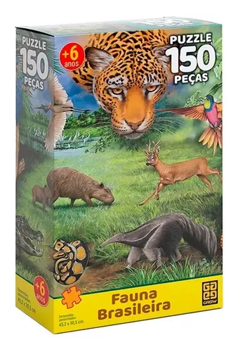 Jogo Quebra Cabeça Puzzle Fauna Brasileira Animais 150 Peças