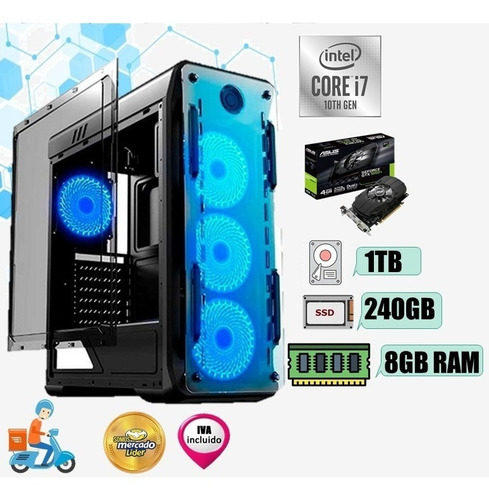 Imagen 1 de 7 de Cpu Gamer Intel Core I7 10ma 1tb+ssd 240gb 8gb Gtx1050 4gb