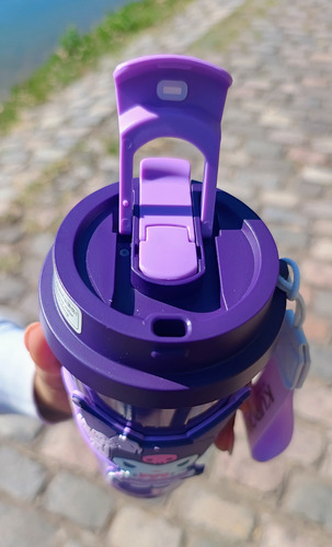Termo De Acero Doble Pico Hello Kitty Y Kuromi 520ml Violeta Oscuro