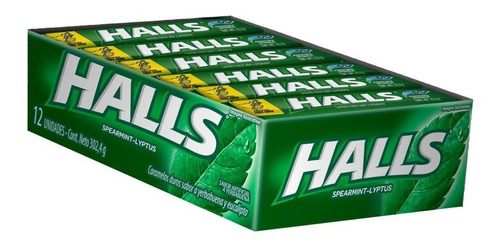 Mentas Halls Spearmint Lyptus- Caja X 12 Und