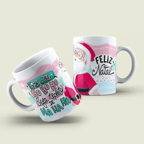 Caneca Feliz Natal Ho-Ho-Ho Repleto De Ha-Ha-Ha Presente - Minha Caneca