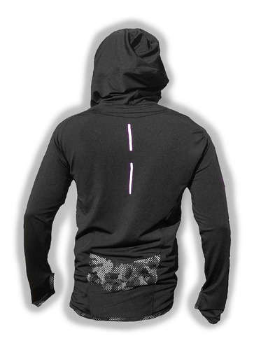 Imagen 3 de 3 de Campera Deportiva Gym Hombre C/ Capucha Puño Dedo Art 8051