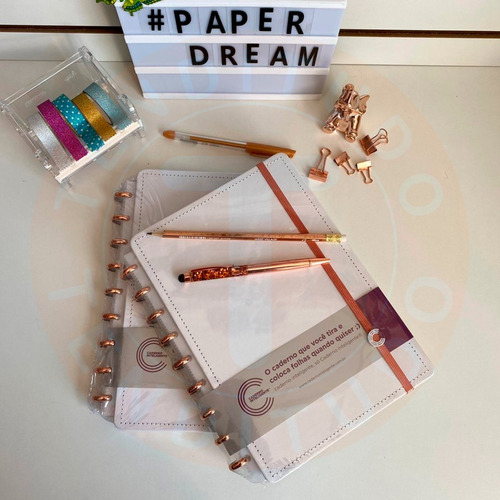 Imagem 4 de 5 de Caderno Inteligente All White Tam. A5 Discos Rose Gold