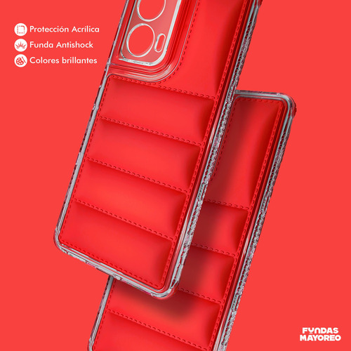 Funda Puff Moto Edge 50 Fusion Con Mica Rojo