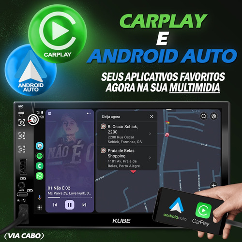 Multimidia Carplay Android Auto Carrega Smartphone Câmera Ré
