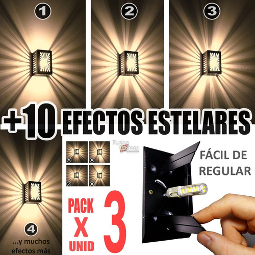 Imagen 1 de 10 de Luces Bañador Proyecta Efectos Estrella Apto Led Pack X3unid