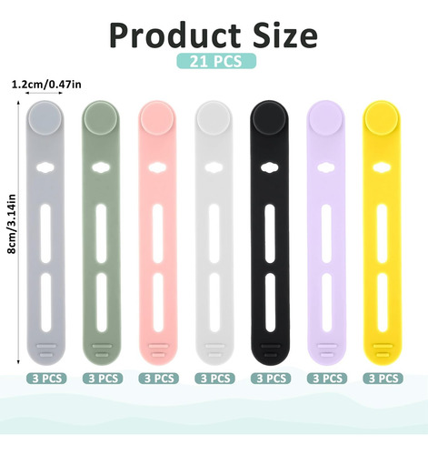 Bridas De Silicona Para Cables Reutilizables 21 Uds