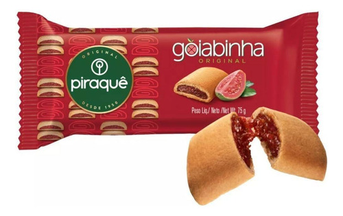 Kit 50 Biscoito Recheado Roladinho Goiabinha Piraquê 75g