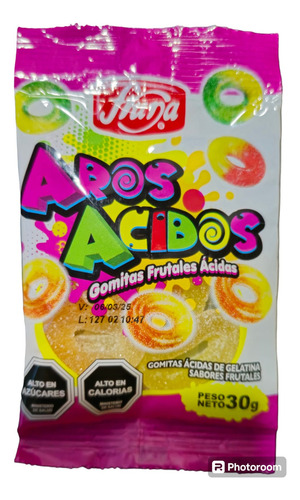 Gomitas Aros Acidos Fruna Frutales Acidas Pack 3 Bolsitas