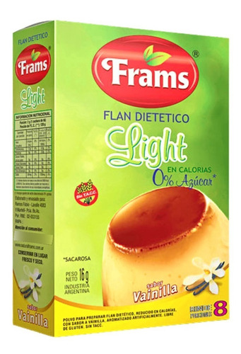 Flan Light de Vainilla Apto Celiacos Natural Frams Flan vainilla sin TACC 16 g 8 porciones pack x 3