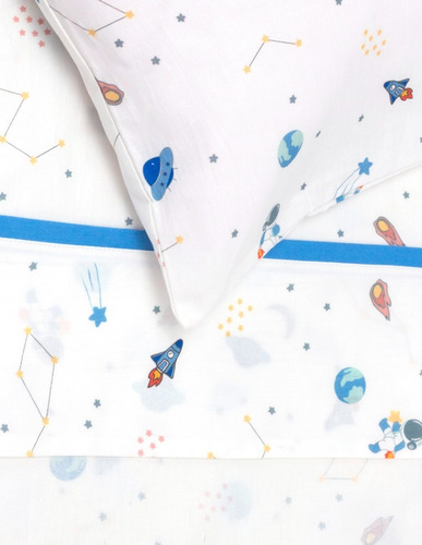 Juego Sábanas Cuna Cary 100% Algodón 120 Hilos 70x130 Cm Diseño de la tela Astronauta
