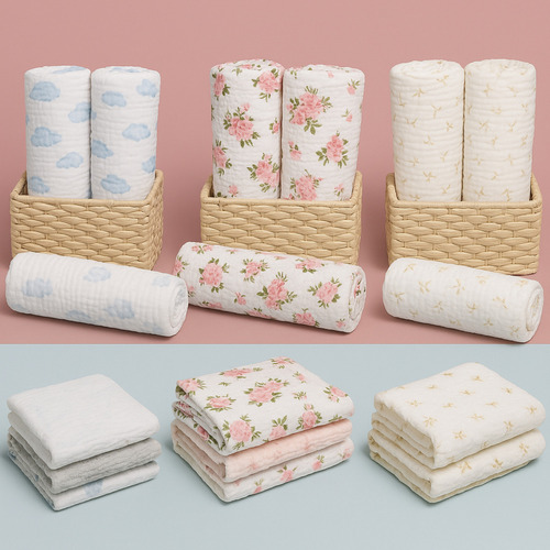 Kit 3 Panos Cueiro Soft Algodão Bamboo Bebê Fresquinho Ideal Cor Neutro Ursinho