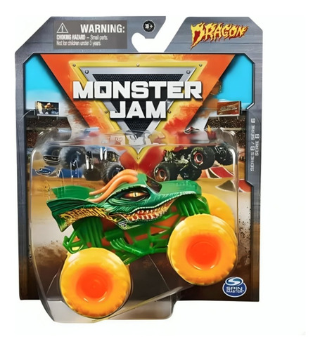 Monster Jam Dragão Verde Com Rodas Laranja 3343 - Sunny