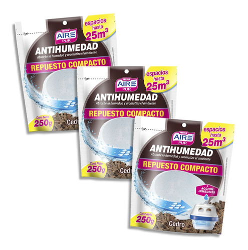 Antihumedad Repuesto Protege Lanas Aire Pur Cedro Pack 3un