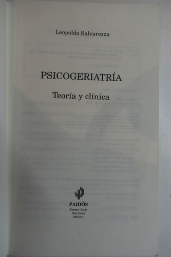 Psicogeriatría: Teoría Y Clínica Leopoldo Salvarezza C263 (Usado)