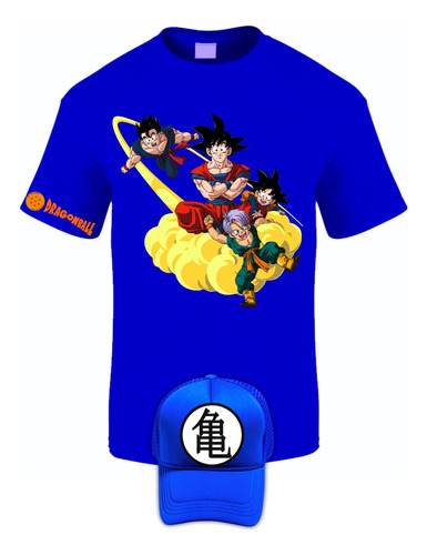 Camiseta Manga Corta Goku Nube Dragon Ball Z Obsequio Gorra 