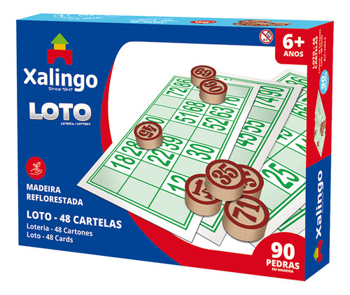 Lotería, 48 Cartones Con Fichas De Madera, En Caja  Xalingo