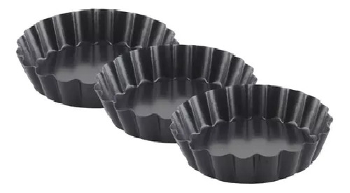 Pack X3 Moldes Tartaleta Desmontable Tarta Individual 10,5cm Color Gris oscuro Pastelería CL