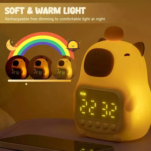 Hermoso Despertador Silicona Capivara, Luz Nocturna Para