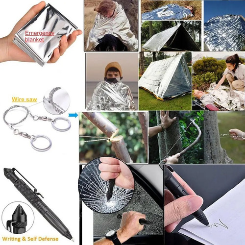 Mini Bolsa Tática Camuflada Com Kit De Sobrevivência Acampar