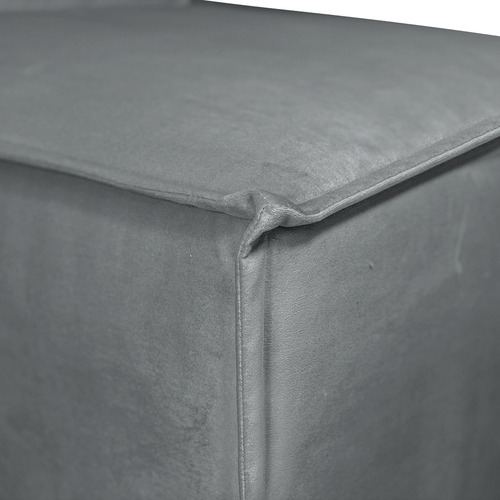 Sillón Modulo Esquinero Latt Terciopelo Lennon Color Gris Medio