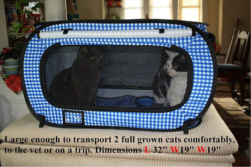 Jaula Plegable Portátil Para Gatos Con Caja De Arena Pluma