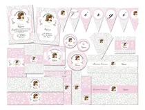 Comprar Kit Imprimible Comunión Nena Rosa Solo Textos Editables!