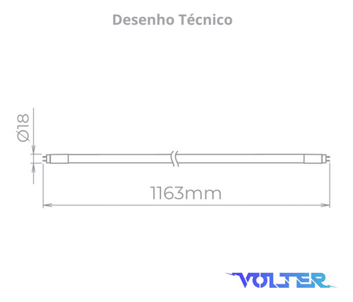 Lâmpada Led Tubular Volter 26w T5 115cm G5 127/220V Branco Frio 6500k 3900lm 127/220V