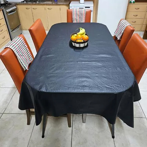 Mantel Mesa Rectangular 1.4x3.5 Impermeable Cuerina Afelpada Negro