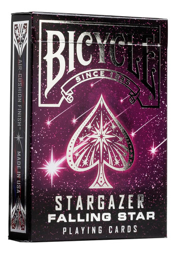 Bicycle Stargazer Falling Star Premium Poker Cartas de póquer, violeta oscuro, dorso, idioma inglés