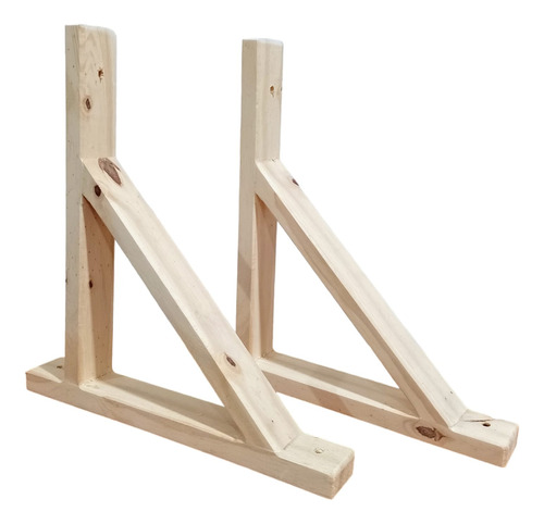 Ménsulas De Madera X2, Pino, Reforzadas 30 Cm