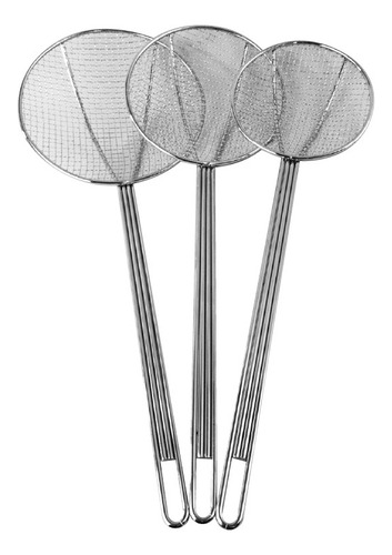 Kit Espumaderas Redondas Mallas Finas De Acero Inoxidable Color Plateado