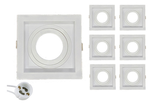Kit 10 Spot Embutir Recuado Mr16 Quadrado Direcionável Gu10
