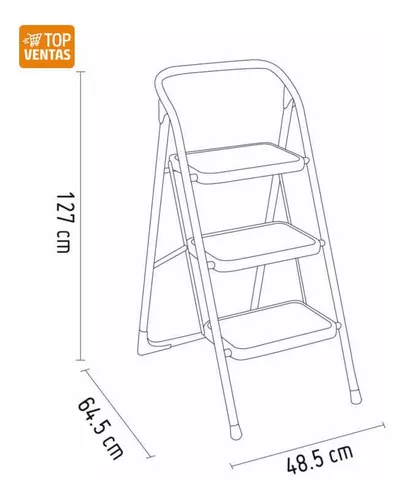 Silla Escalera 3 Peldaños Blanca 108x45x65cm Capacidad 150kg 