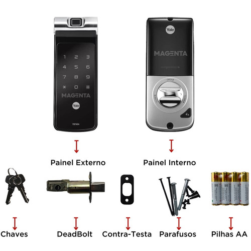 Fechadura Digiital Ydf40a Trinco Embutir Senha Biometria