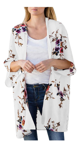 7h Camisa Mujer Estampado Chifón Playa Kimono Short Cardi 50