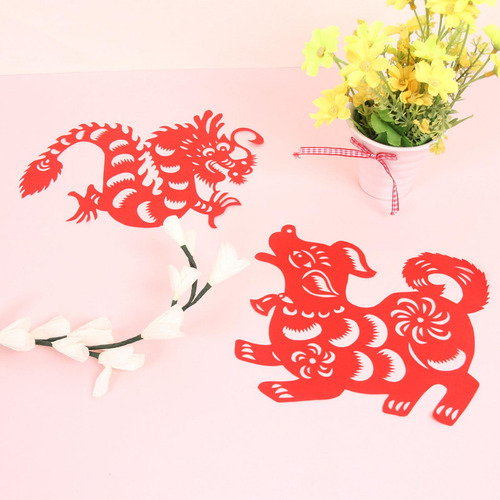 Pegatinas Chinas Hechas A Mano Con Corte De Papel,