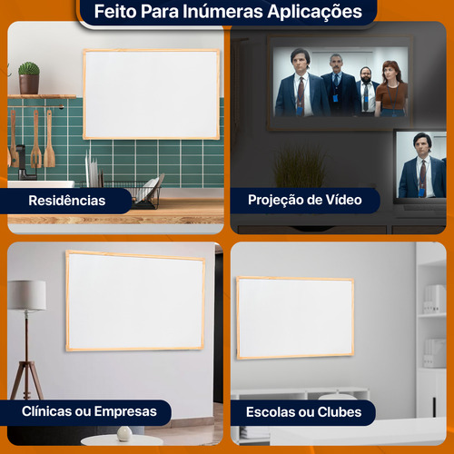 Lousa Quadro Branco Moldura De Madeira Emove Escolar Aula 100x70cm Anotações Planejamento