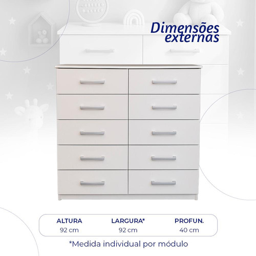Closet Lisboa Com Cômoda Marbela 12 Gavetas Evidência