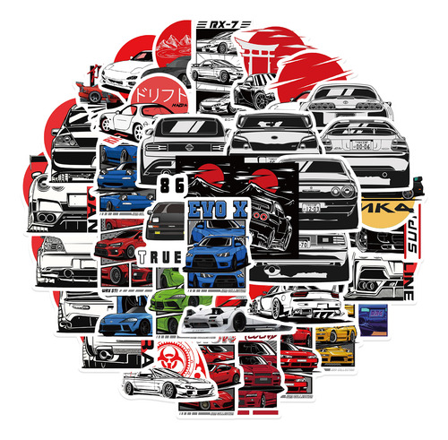 50 Pegatinas Jdm Para Modificar Coches De Carreras, Pegatina