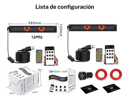 Programable Pantalla Flexible Led Devil Ojos 12x59.5cm 2pzas