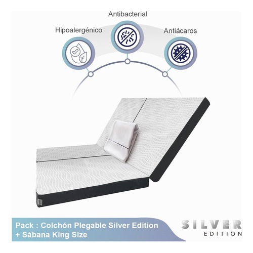 Colchón King Size Plegable Silver Edit + Juego De Sábanas