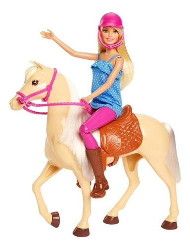 Imagem 3 de 7 de Boneca Barbie Com Cavalo - Mattel Ms