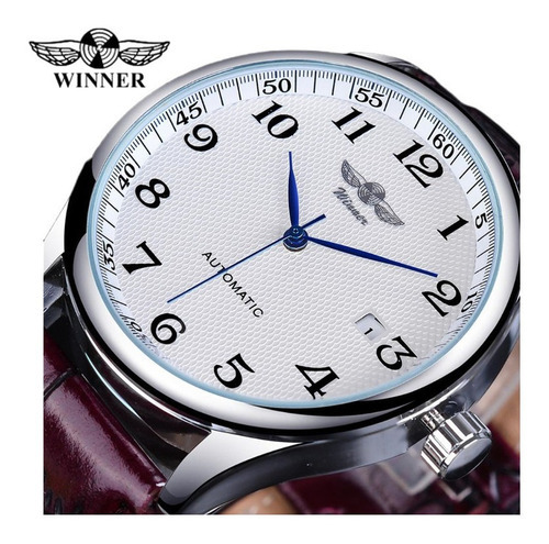 Winner Reloj Mecánico Impermeable Con Calendario Para Hombre Color del fondo White/Brown